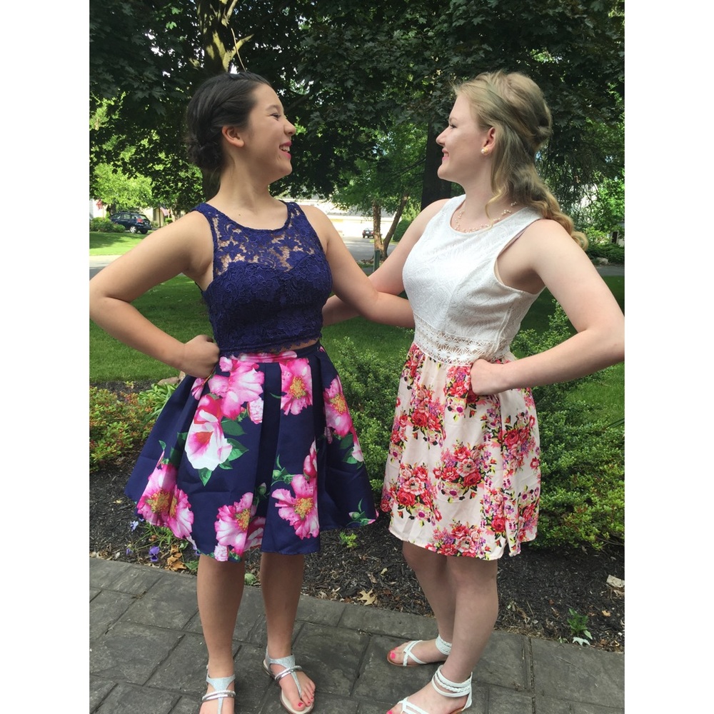 Navy Blue Two Piece Formal Dress (On left)